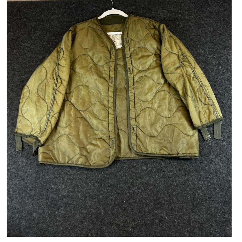 Vintage 70s US Military M65 Field Coat Liner Olive Green Quilted Medium 7146
